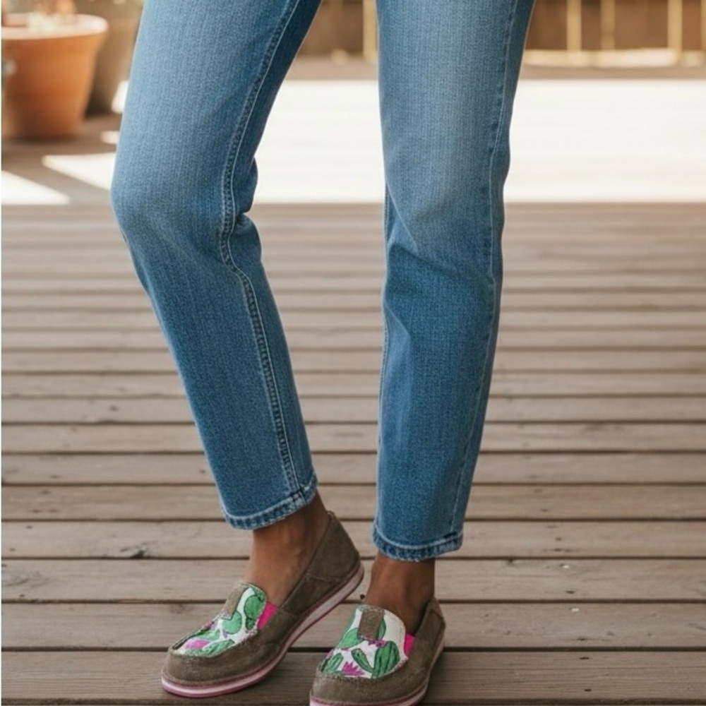 Ariat Women's Brown Loafers with Green Cactus
